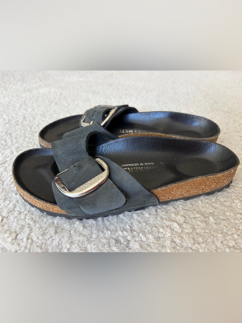Birkenstock Madrid Big Buckle Nubuck Sandals Black Size 6-6.5 - Picture 3 of 6